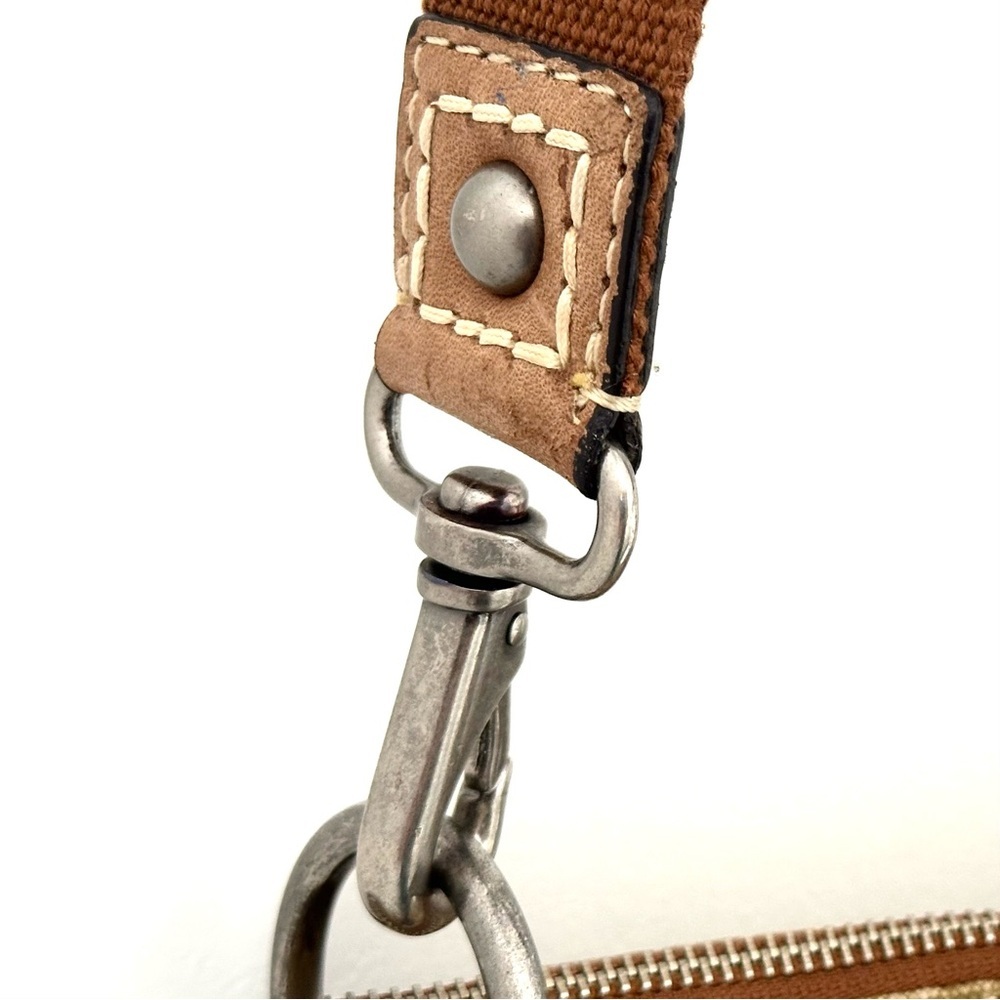 FOSSIL 🌞 Brown, Yellow & Beige Canvas Crossbody Bag - Picture 7 of 13
